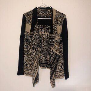 Lucky Brand Womens Size Medium Aztec Boho Southwest Open Wrap Cardigan Tribal